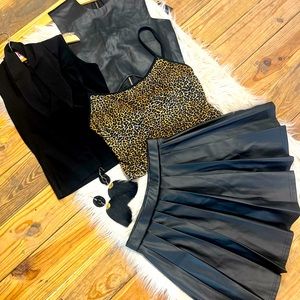 Black faux leather skirt